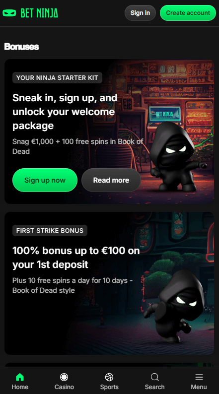 Betninja Καζίνο Προσφορές