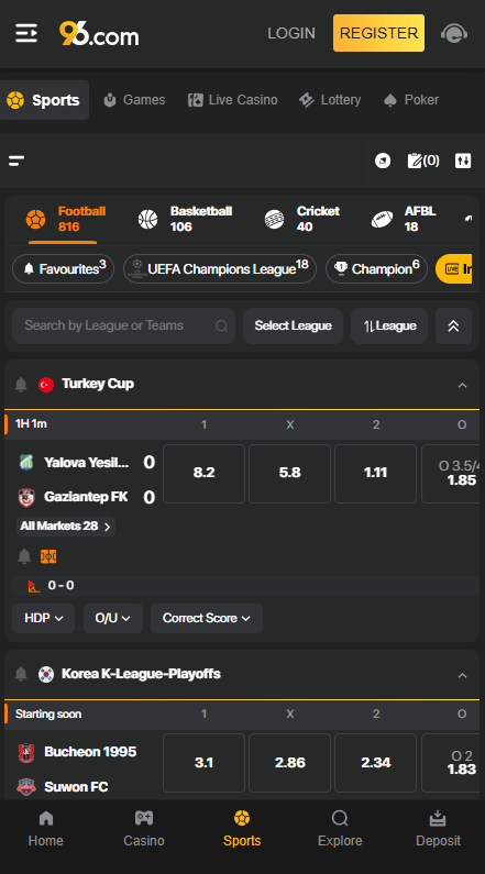 96.com Καζίνο Αθλητικά στοιχήματα