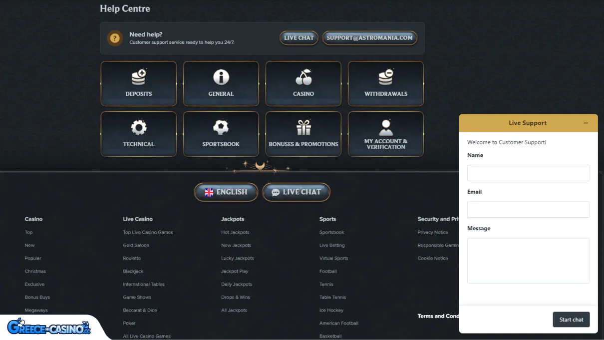 AstroMania Kazíno ipostírixi