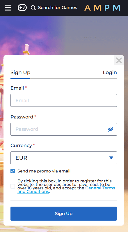 AMPM Καζίνο Εγγραφείτε